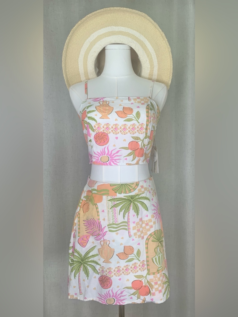 Midnight Sky Mediterranean Linen Blend 2-Piece Resort Set NEW